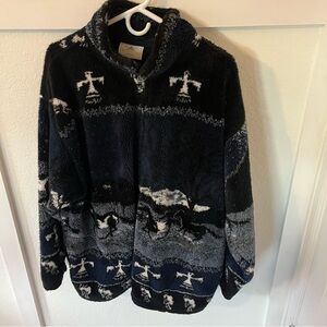 Vintage 90s Black Mountain Outdoor Men's XL Sherpa Full-zip Jacket.
